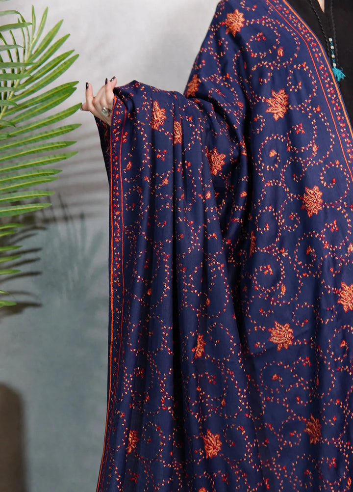 Sanaulla Exclusive Range Pashmina Shawl KPS D-57 Navy Blue 3 - Winter Collection