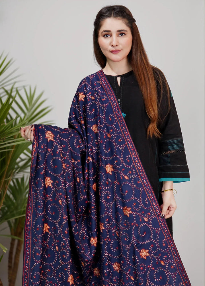 Sanaulla Exclusive Range Pashmina Shawl KPS D-57 Navy Blue - Winter Collection