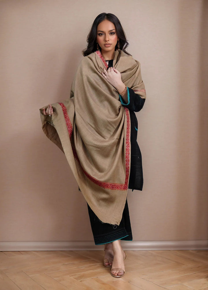 Sanaulla Exclusive Range Pashmina Shawl KPS D-59 Brown 1 - Winter Collection