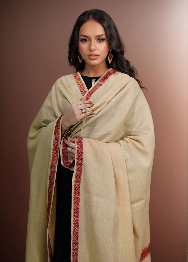 Sanaulla Exclusive Range Pashmina Shawl KPS D-59 Light Brown - Winter Collection