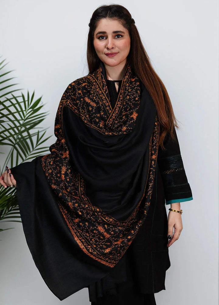 Sanaulla Exclusive Range Pashmina Shawl KPS D-6 Black - Winter Collection