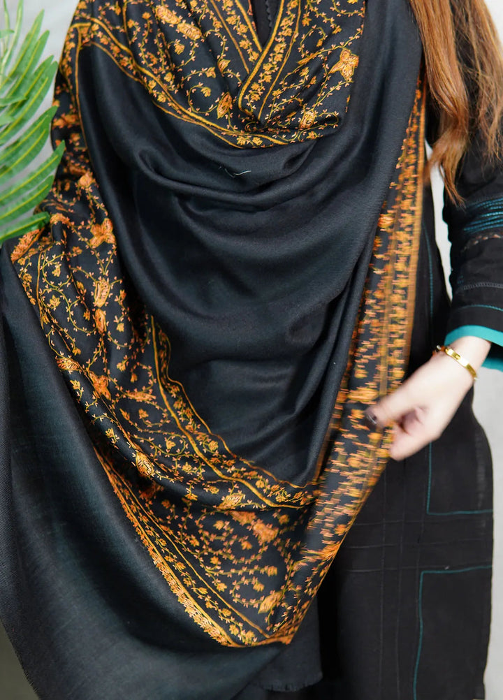 Sanaulla Exclusive Range Pashmina Shawl KPS D-6 Black - Winter Collection
