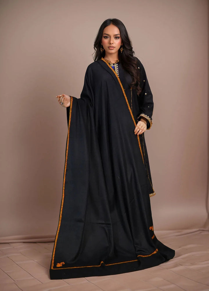 Sanaulla Exclusive Range Pashmina Shawl KPS D-62 Black 1 - Winter Collection