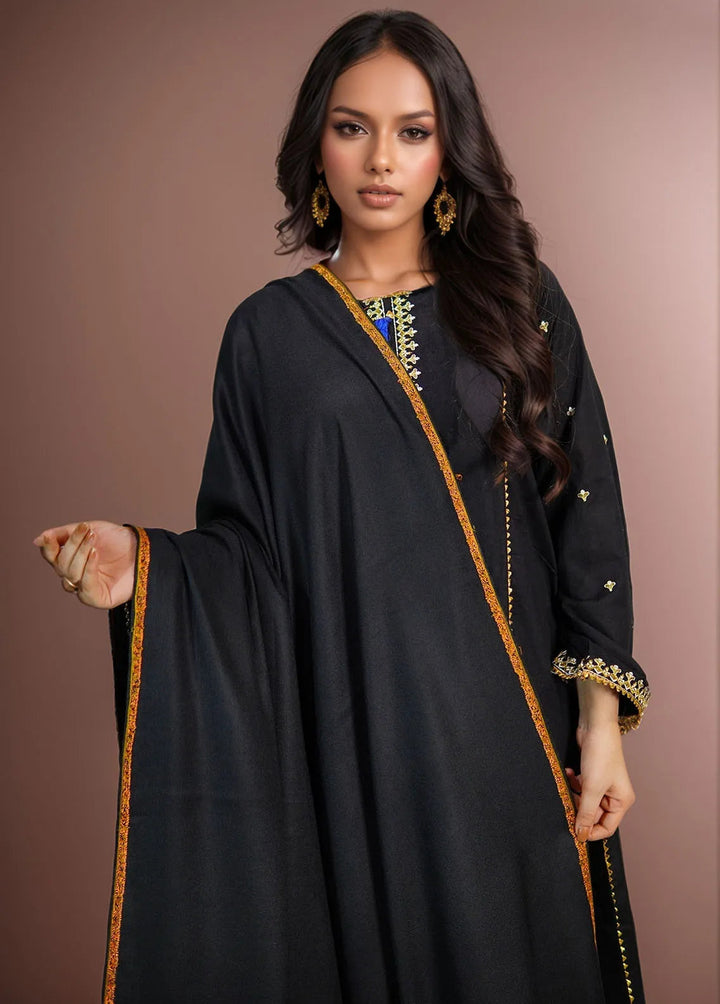 Sanaulla Exclusive Range Pashmina Shawl KPS D-62 Black 1 - Winter Collection