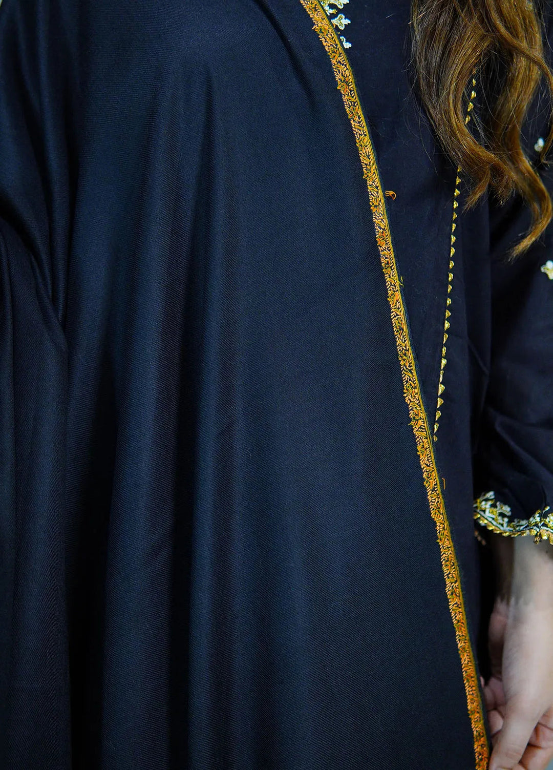 Sanaulla Exclusive Range Pashmina Shawl KPS D-62 Black 1 - Winter Collection