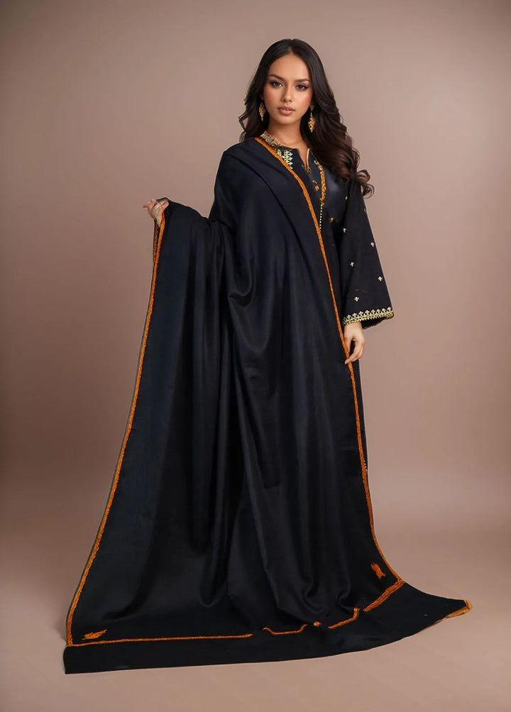 Sanaulla Exclusive Range Pashmina Shawl KPS D-62 Black 2 - Winter Collection