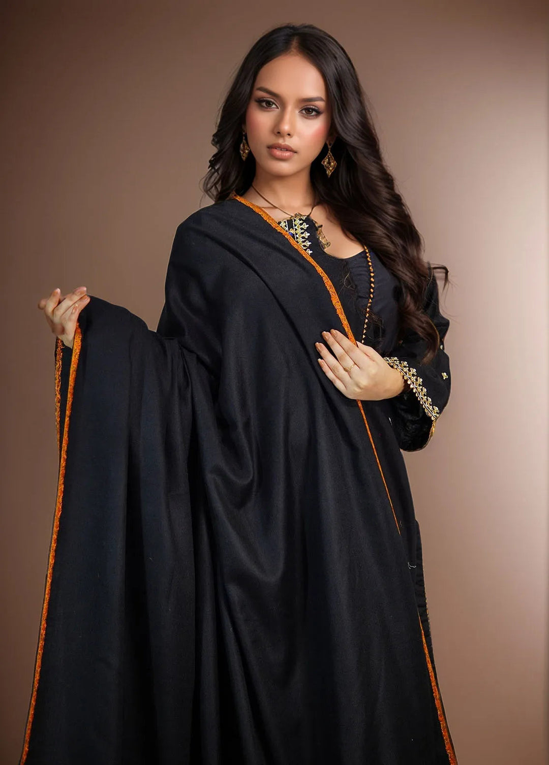 Sanaulla Exclusive Range Pashmina Shawl KPS D-62 Black 2 - Winter Collection