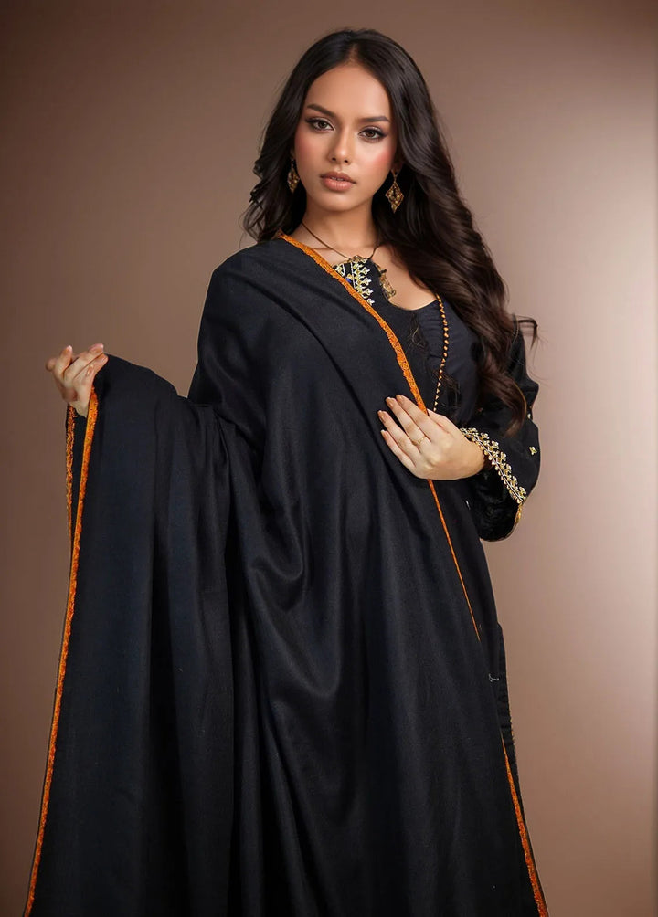 Sanaulla Exclusive Range Pashmina Shawl KPS D-62 Black 2 - Winter Collection