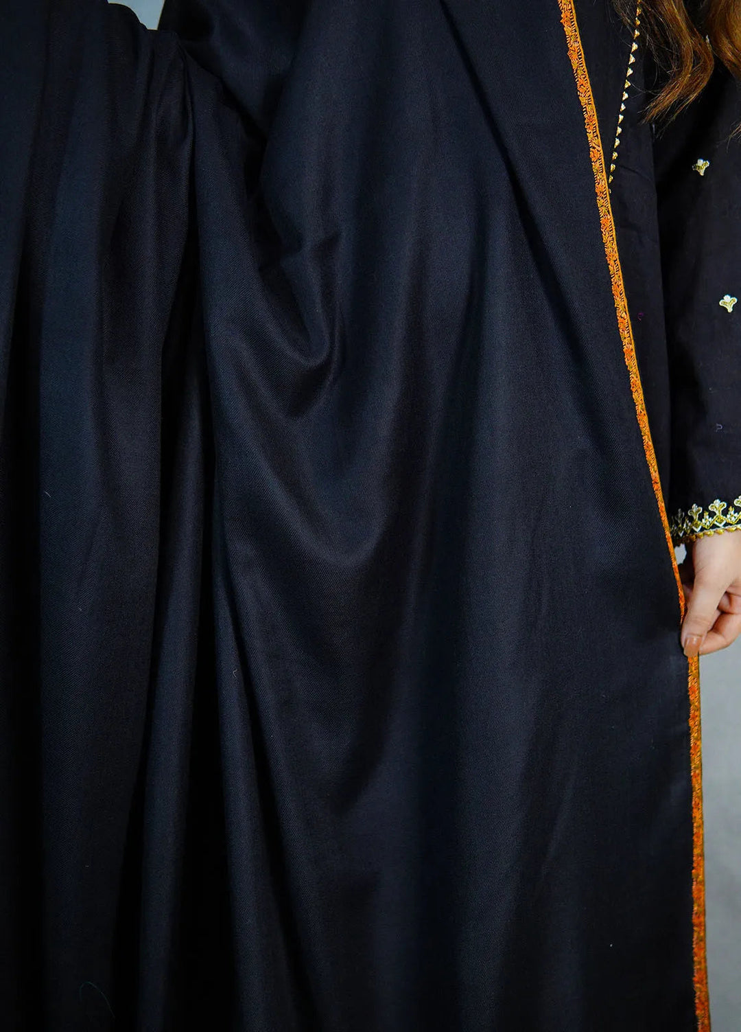Sanaulla Exclusive Range Pashmina Shawl KPS D-62 Black 2 - Winter Collection