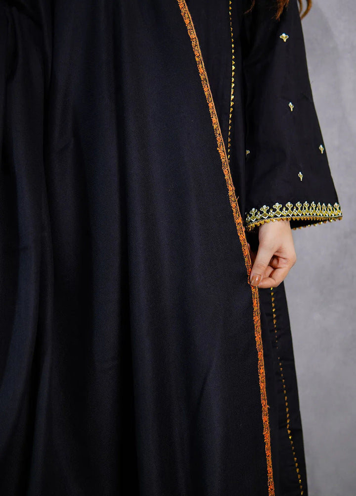 Sanaulla Exclusive Range Pashmina Shawl KPS D-62 Black Two - Winter Collection