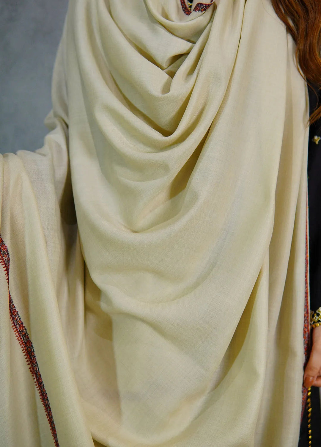 Sanaulla Exclusive Range Pashmina Shawl KPS D-62 Cream 1 - Winter Collection