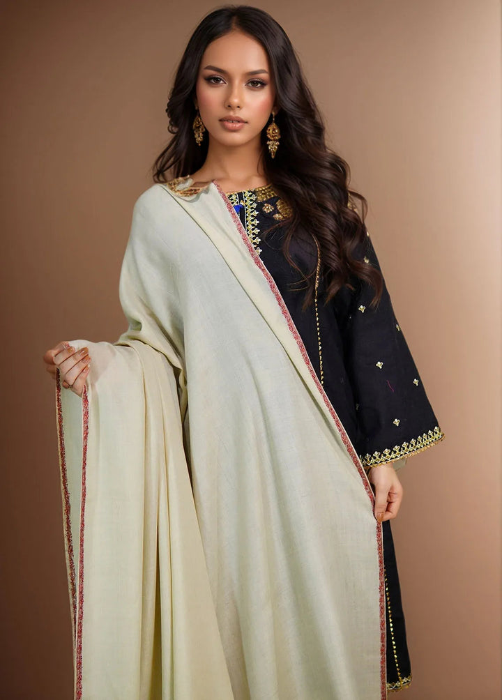 Sanaulla Exclusive Range Pashmina Shawl KPS D-62 Cream - Winter Collection