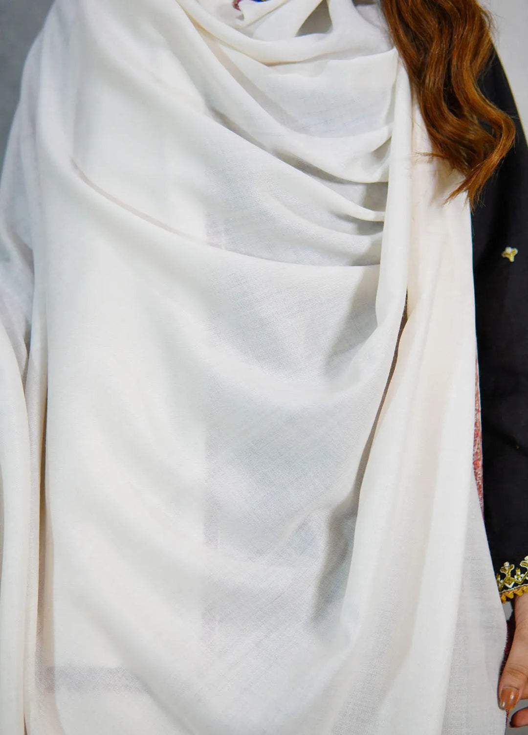 Sanaulla Exclusive Range Pashmina Shawl KPS D-62 Off White 1 - Winter Collection