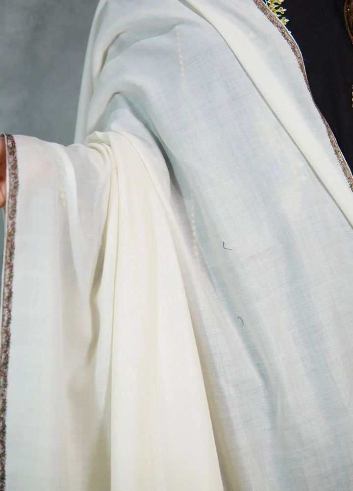 Sanaulla Exclusive Range Pashmina Shawl KPS D-62 Off White - Winter Collection