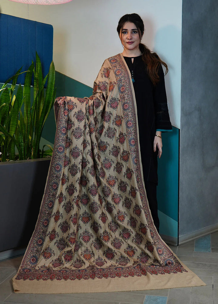 Sanaulla Exclusive Range Pashmina Shawl KPS D-8 Light Brown - Winter Collection