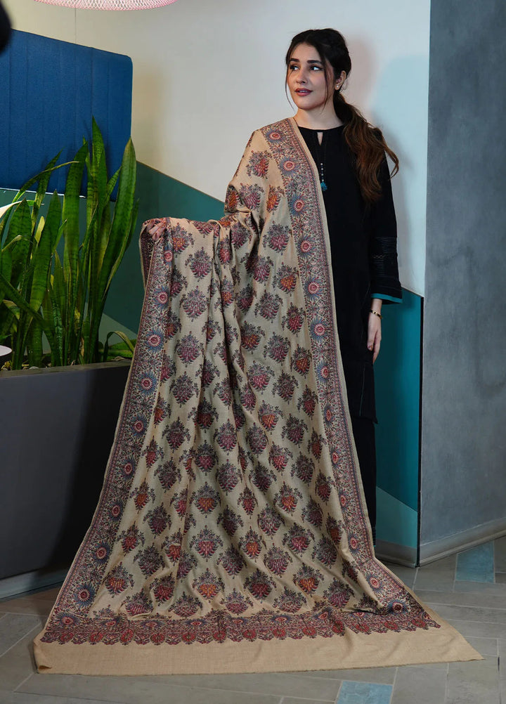 Sanaulla Exclusive Range Pashmina Shawl KPS D-8 Light Brown - Winter Collection