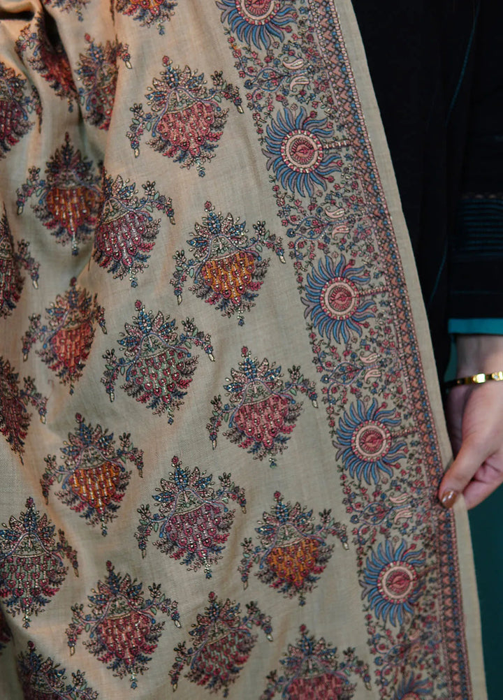 Sanaulla Exclusive Range Pashmina Shawl KPS D-8 Light Brown - Winter Collection
