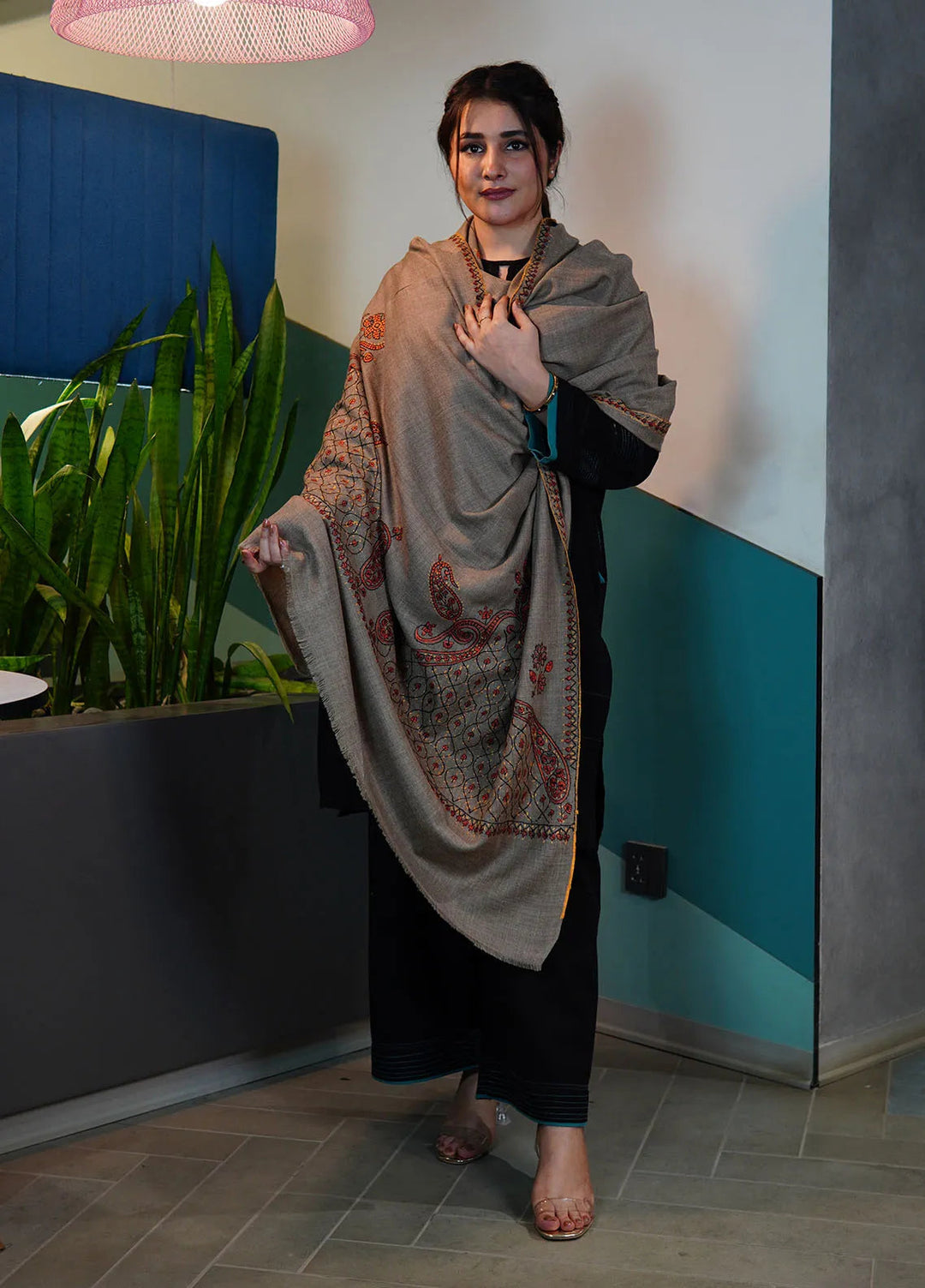 Sanaulla Exclusive Range Pashmina Shawl KPS D-86 Beige 1 - Winter Collection