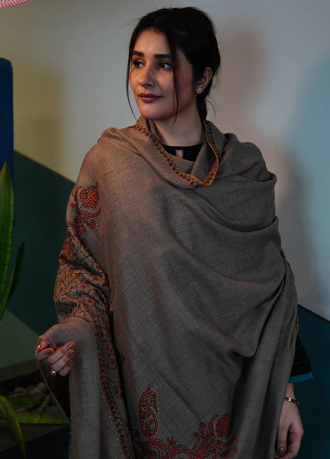 Sanaulla Exclusive Range Pashmina Shawl KPS D-86 Beige 1 - Winter Collection