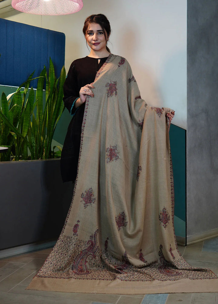 Sanaulla Exclusive Range Pashmina Shawl KPS D-86 Beige - Winter Collection