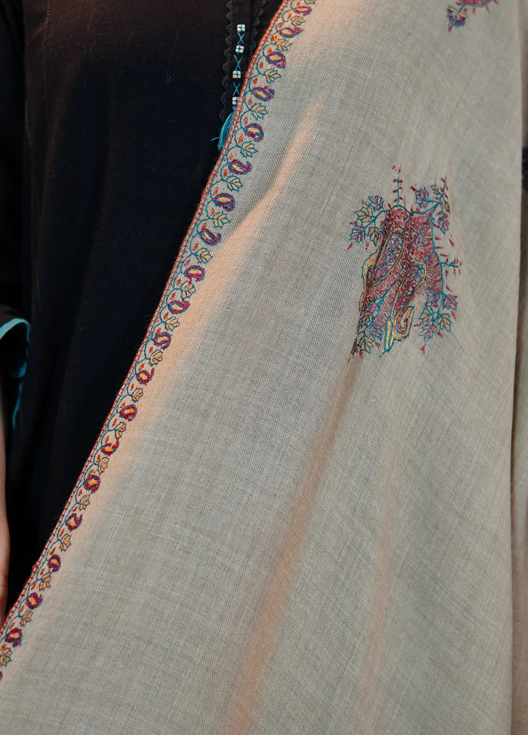 Sanaulla Exclusive Range Pashmina Shawl KPS D-86 Beige - Winter Collection