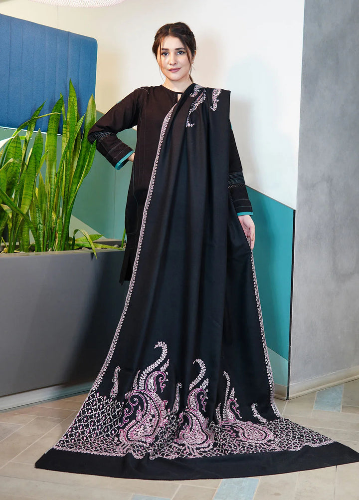 Sanaulla Exclusive Range Pashmina Shawl KPS D-86 Black 1 - Winter Collection