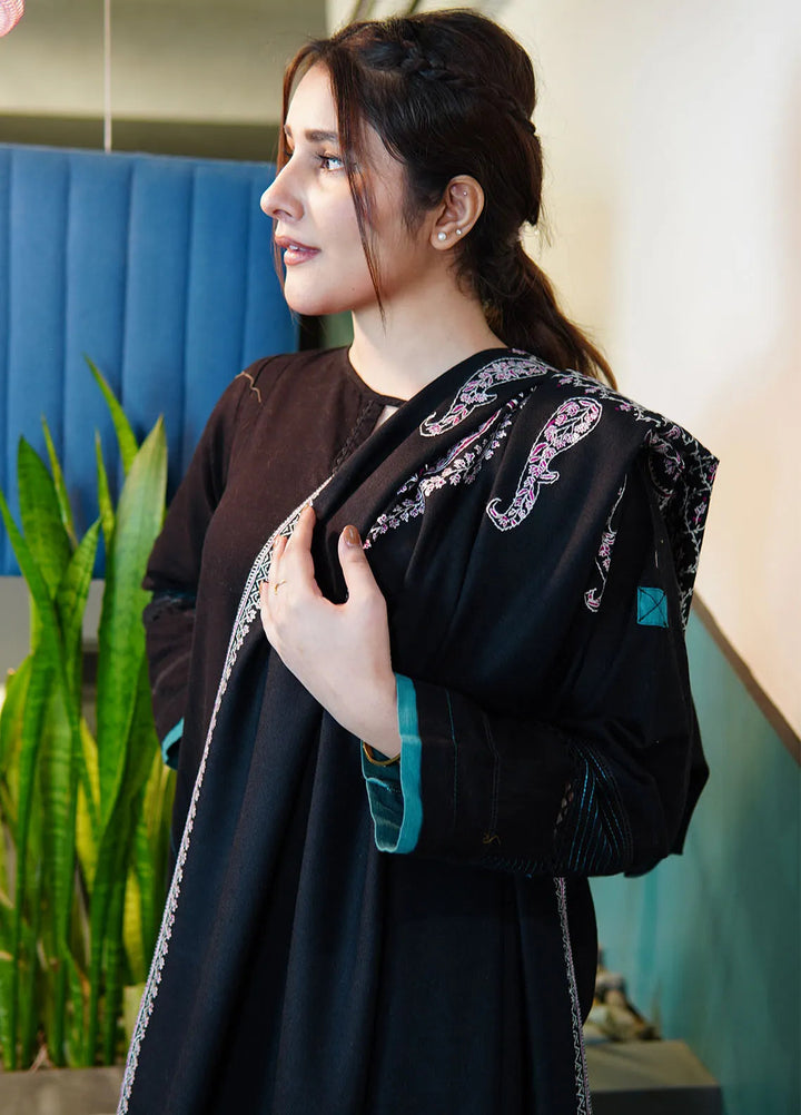 Sanaulla Exclusive Range Pashmina Shawl KPS D-86 Black 1 - Winter Collection
