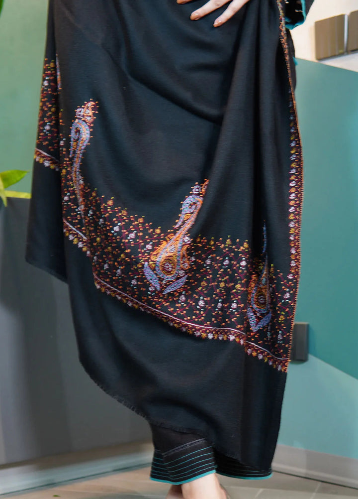 Sanaulla Exclusive Range Pashmina Shawl KPS D-86 Black - Winter Collection