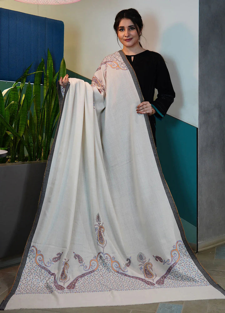 Sanaulla Exclusive Range Pashmina Shawl KPS D-86 Cream - Winter Collection