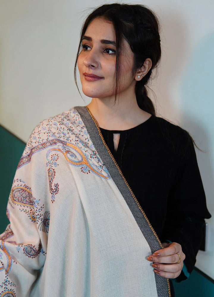 Sanaulla Exclusive Range Pashmina Shawl KPS D-86 Cream - Winter Collection