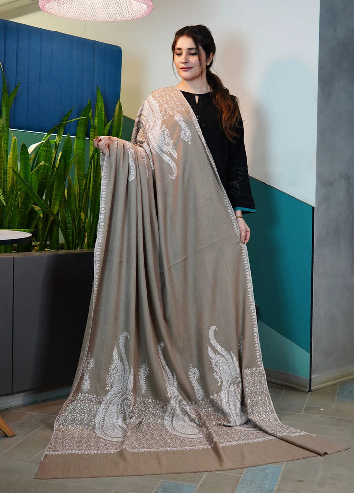 Sanaulla Exclusive Range Pashmina Shawl KPS D-86 Grey - Winter Collection