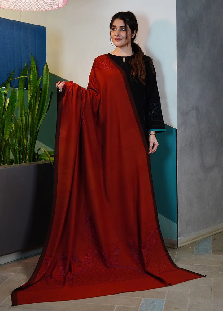 Sanaulla Exclusive Range Pashmina Shawl KPS D-86 Rust - Winter Collection