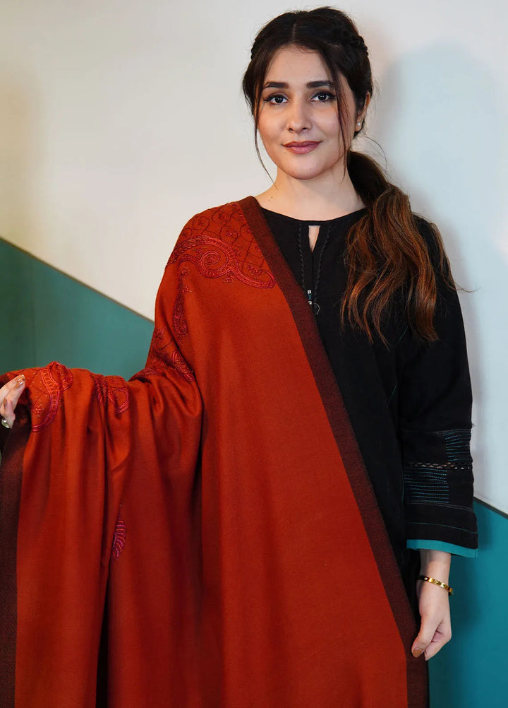 Sanaulla Exclusive Range Pashmina Shawl KPS D-86 Rust - Winter Collection
