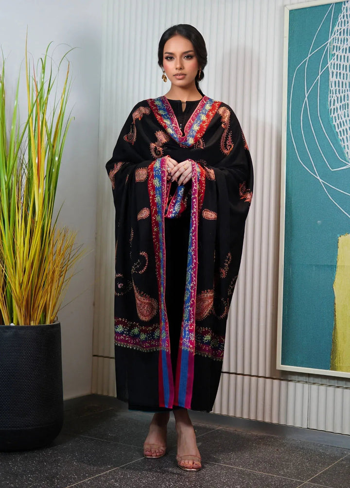 Sanaulla Exclusive Range Pashmina Shawl KPS D-89 Black - Winter Collection
