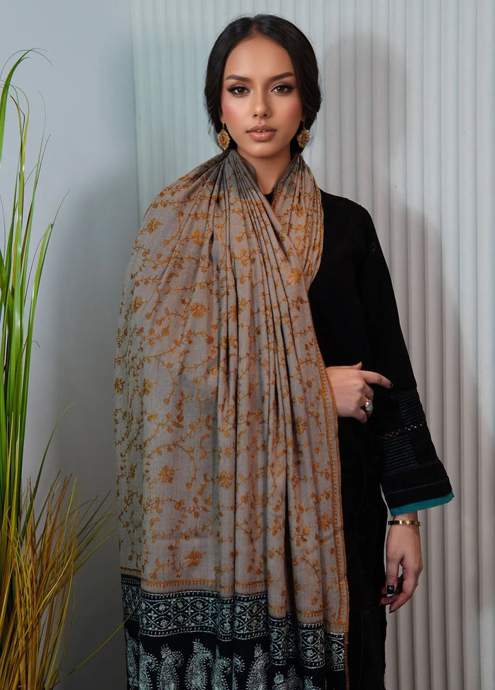 Sanaulla Exclusive Range Pashmina Shawl KPS D-94 Brown - Winter Collection