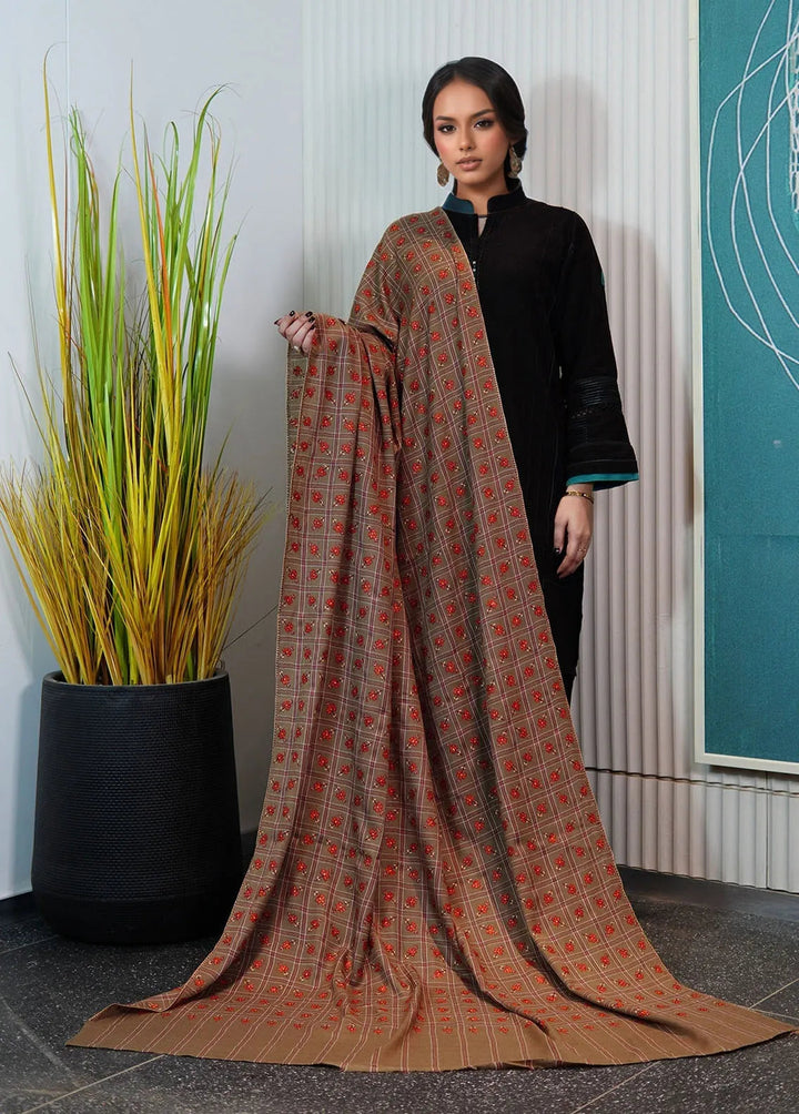 Sanaulla Exclusive Range Pashmina Shawl KPS D-95 Mehandi - Winter Collection