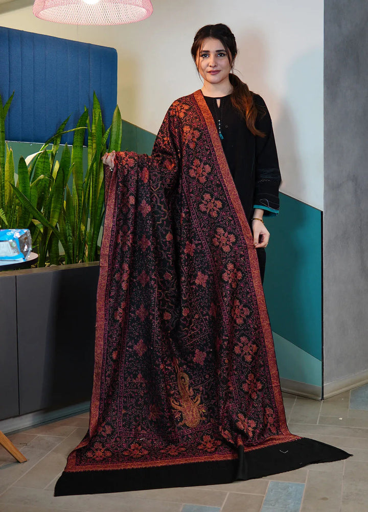 Sanaulla Exclusive Range Pashmina Shawl KPS D-97 Black - Winter Collection