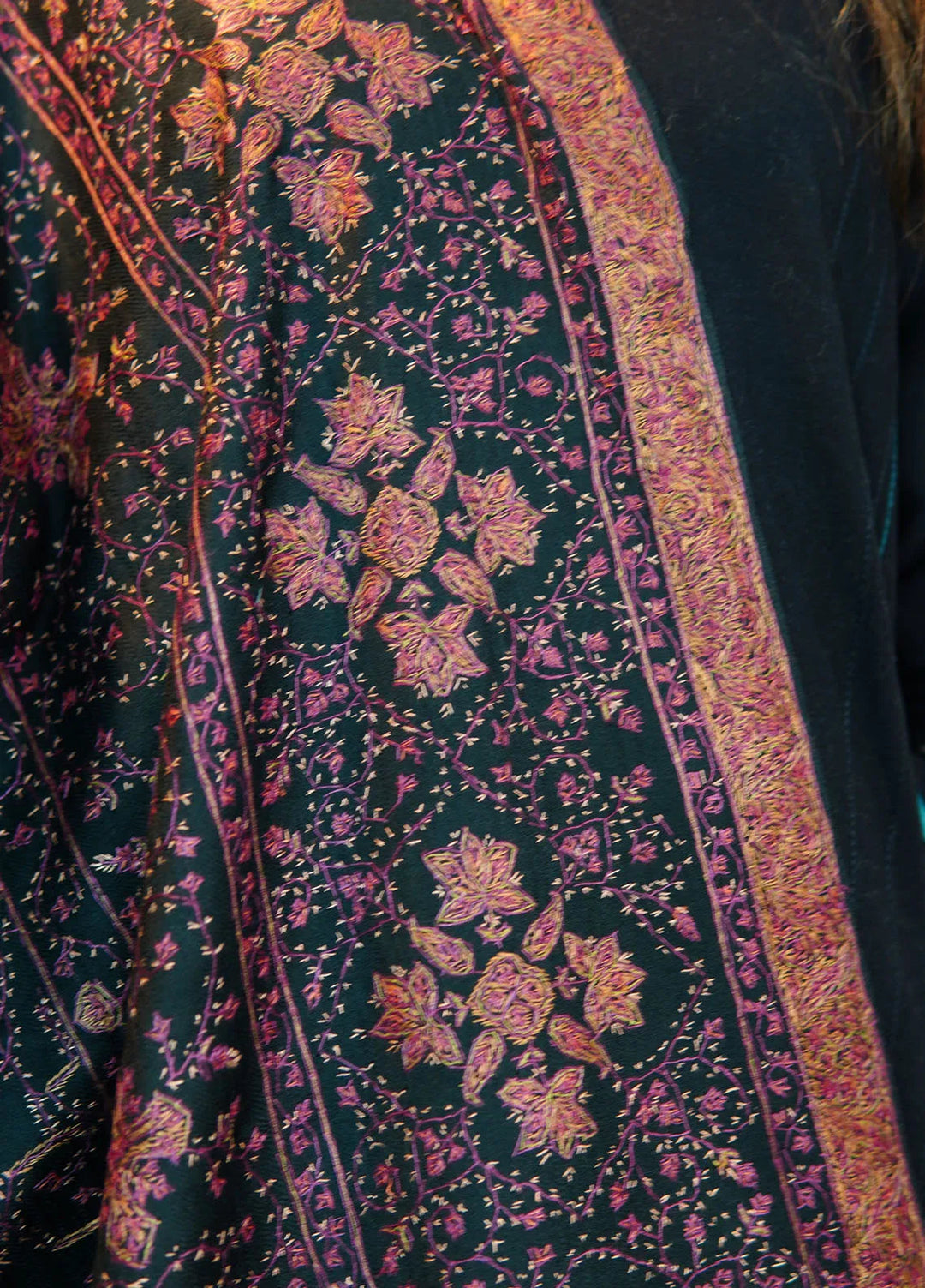 Sanaulla Exclusive Range Pashmina Shawl KPS D-97 Black - Winter Collection