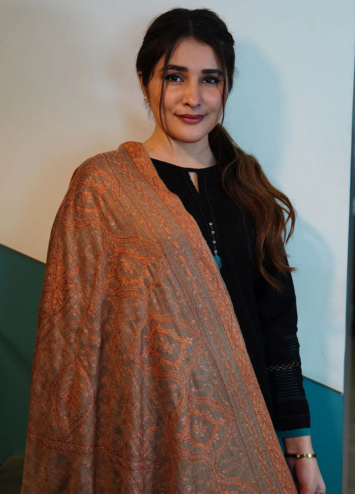 Sanaulla Exclusive Range Pashmina Shawl KPS D-97 Brown - Winter Collection