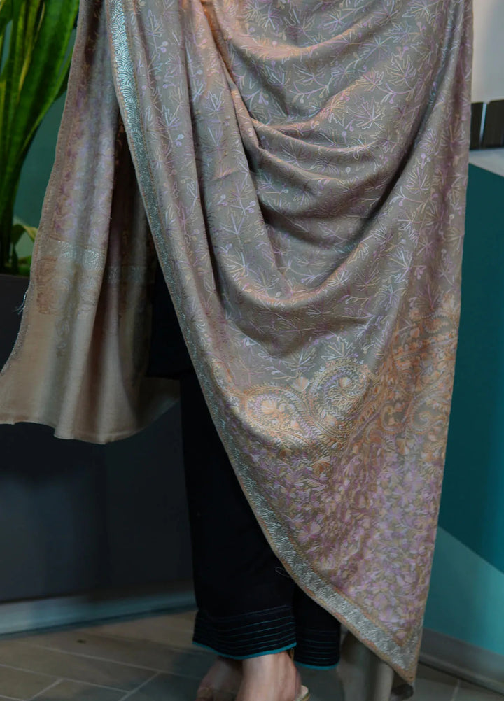 Sanaulla Exclusive Range Pashmina Shawl KPS D-98 Fawn - Winter Collection