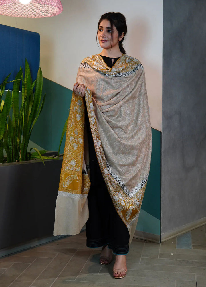 Sanaulla Exclusive Range Pashmina Shawl KPS D-98 Light Brown - Winter Collection
