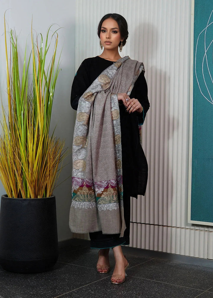 Sanaulla Exclusive Range Pashmina Shawl KPS D-98 Light Grey - Winter Collection