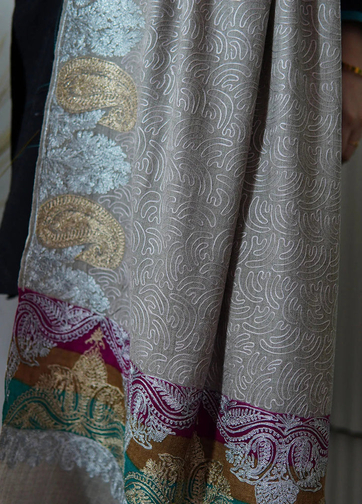 Sanaulla Exclusive Range Pashmina Shawl KPS D-98 Light Grey - Winter Collection