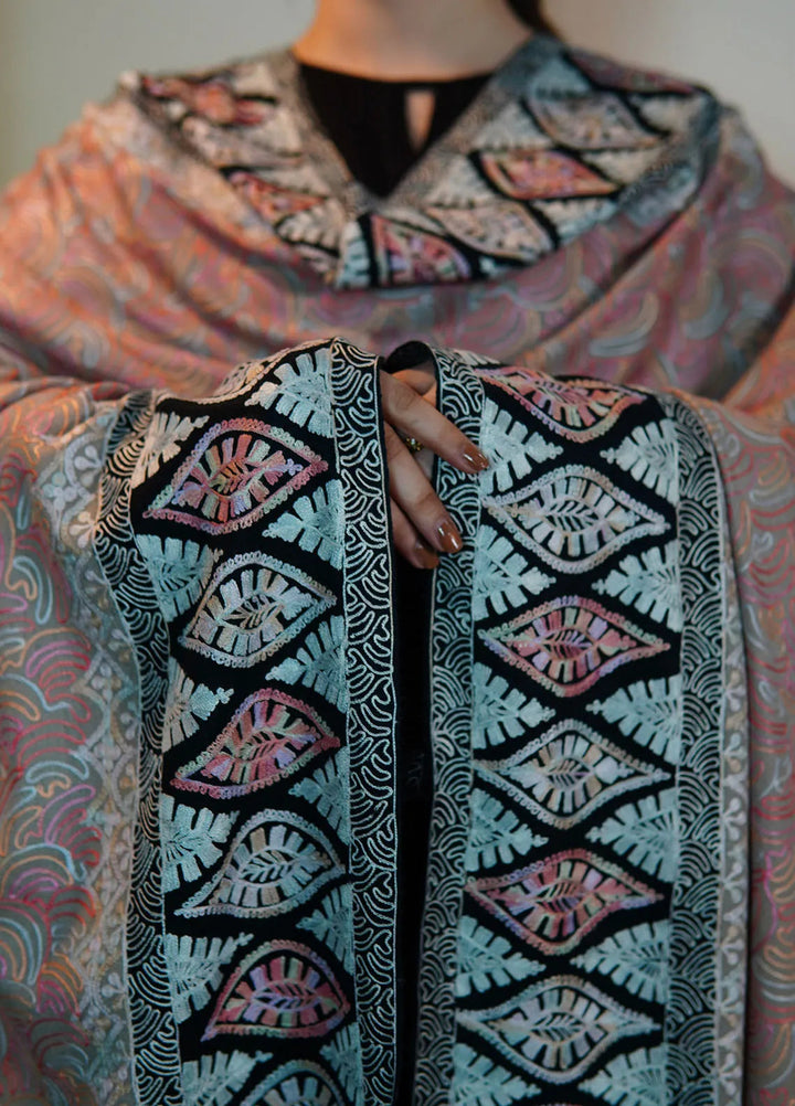 Sanaulla Exclusive Range Pashmina Shawl KPS D-98 Peach - Winter Collection