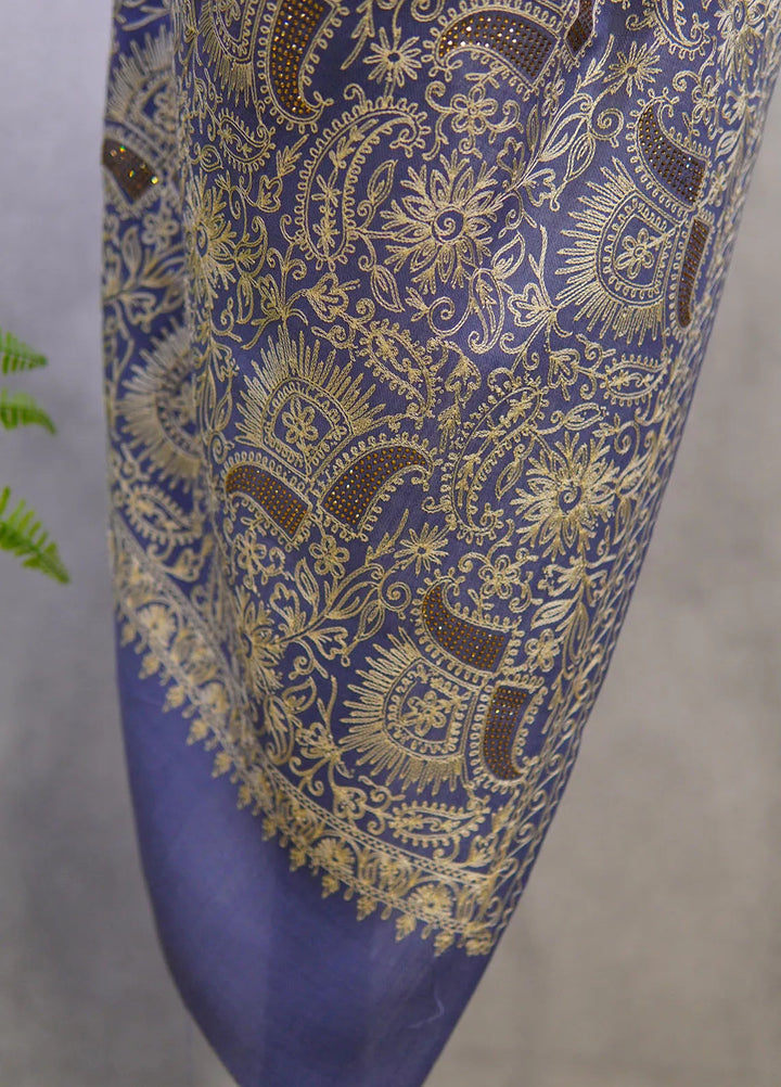 Sanaulla Exclusive Range Pashmina Shawl MAMA D-1 Light Blue - Winter Collection