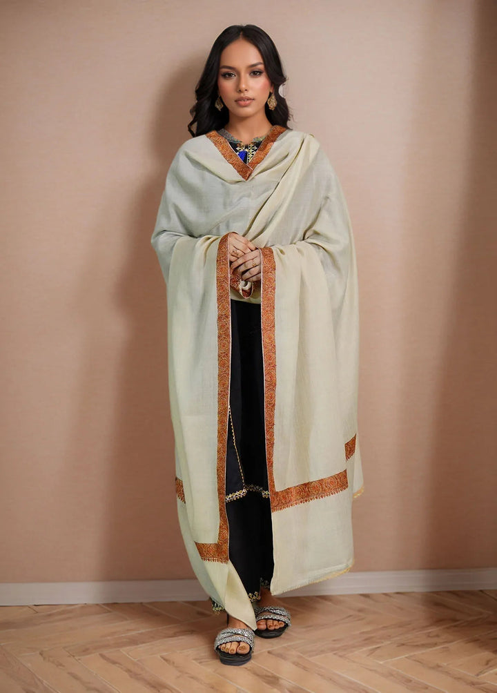 Sanaulla Exclusive Range Pashmina Shawl MAMA D-11 Beige 1 - Winter Collection