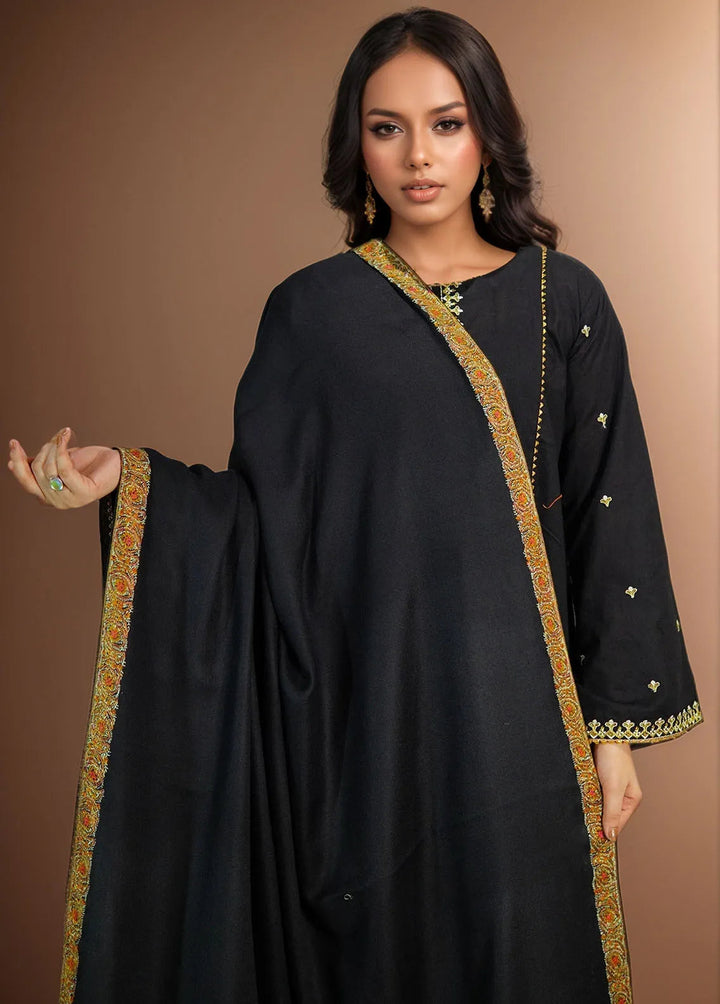 Sanaulla Exclusive Range Pashmina Shawl MAMA D-11 Black - Winter Collection