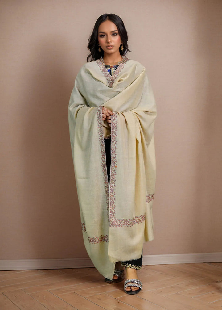Sanaulla Exclusive Range Pashmina Shawl MAMA D-11 Fawn 1 - Winter Collection