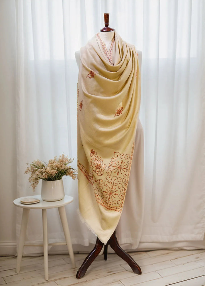 Sanaulla Exclusive Range Pashmina Shawl MAMA D-13 Light Brown 1 - Winter Collection