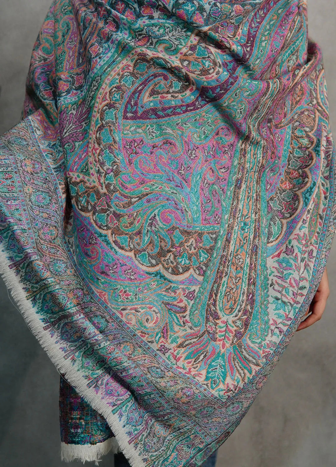 Sanaulla Exclusive Range Pashmina Shawl Mama D-14 Multi 02 - Winter Collection